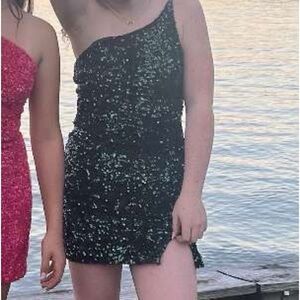 Dark Green Sequin Homecoming Dress